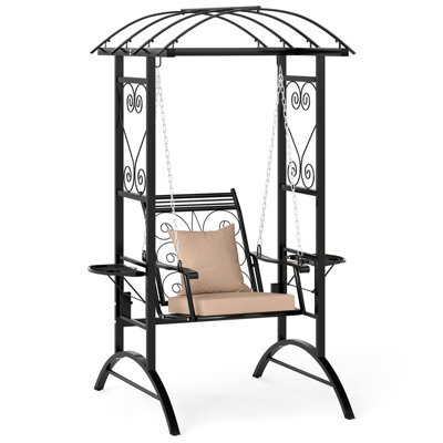 Costway Patio Swing Chair Outdoor Porch Swing With Stand And 2 Trellises For Adults - image 1