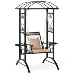 Costway Patio Swing Chair Outdoor Porch Swing With Stand And 2 Trellises For Adults - thumbnail 1