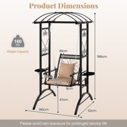 Costway Patio Swing Chair Outdoor Porch Swing With Stand And 2 Trellises For Adults - thumbnail 2