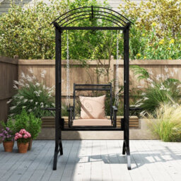Costway Patio Swing Chair Outdoor Porch Swing With Stand And 2 Trellises For Adults - thumbnail 5