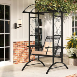 Costway Patio Swing Chair Outdoor Porch Swing With Stand And 2 Trellises For Adults - thumbnail 3