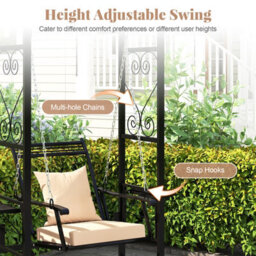 Costway Patio Swing Chair Outdoor Porch Swing With Stand And 2 Trellises For Adults - thumbnail 4