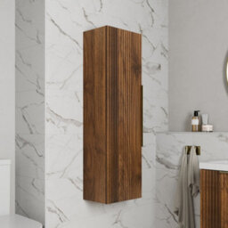 Affine 1200 X 350mm Fluted Wall Mounted Tall Bathroom Cabinet Storage Cupboard Walnut - thumbnail 2