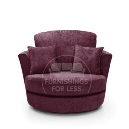 Furnishings For Less UK Monaco Chenille Fabric Swivel Chair 360 Rotation Foam Purple