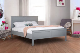 Alba Solid Wooden Bedframe 4Ft Double 5Ft King In Dove Grey Finish Headboard Included - thumbnail 2