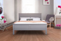 Alba Solid Wooden Bedframe 4Ft Double 5Ft King In Dove Grey Finish Headboard Included