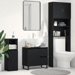 Berkfield Bathroom Sink Cabinet Black Oak 65X33X60 Cm Engineered Wood - thumbnail 1