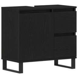 Berkfield Bathroom Sink Cabinet Black Oak 65X33X60 Cm Engineered Wood - thumbnail 2