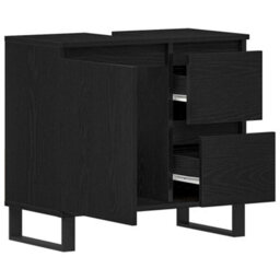 Berkfield Bathroom Sink Cabinet Black Oak 65X33X60 Cm Engineered Wood - thumbnail 5