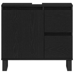 Berkfield Bathroom Sink Cabinet Black Oak 65X33X60 Cm Engineered Wood - thumbnail 6