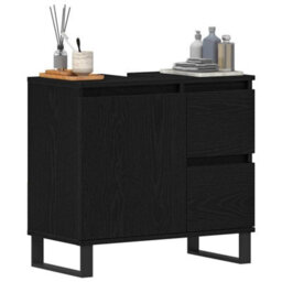 Berkfield Bathroom Sink Cabinet Black Oak 65X33X60 Cm Engineered Wood - thumbnail 3