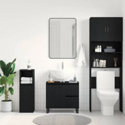Berkfield Bathroom Sink Cabinet Black Oak 65X33X60 Cm Engineered Wood - thumbnail 4