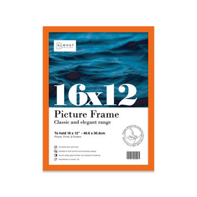 16X12 Orange Picture Frame (40.6 X 30.5Cm) Poster, Photo, Artwork, Gallery Wall Or Print - image 1