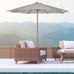 Outsunny 3(M) Wooden Garden Parasol Sun Shade Outdoor Umbrella Canopy Grey - thumbnail 1