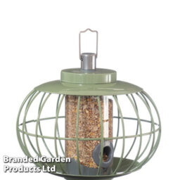 Garden Gear Happy Beaks The Nuttery Squirrel-Proof Lantern Bird Seed Feeder In Green Steel Cage Easy To Hang And Clean - thumbnail 1