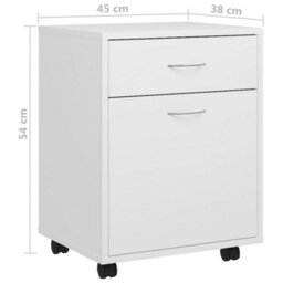 Vidaxl Rolling Cabinet White 45X38X54 Cm Engineered Wood - thumbnail 8