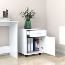Vidaxl Rolling Cabinet White 45X38X54 Cm Engineered Wood - thumbnail 3