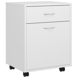 Vidaxl Rolling Cabinet White 45X38X54 Cm Engineered Wood - thumbnail 2