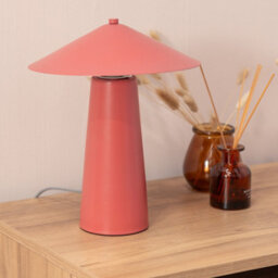 Valuelights Axel Coral Metal Bedside Table Lamp With Tapered Lampshade Living Room Bedroom Light - Bulb Included - thumbnail 5