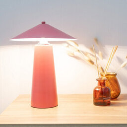 Valuelights Axel Coral Metal Bedside Table Lamp With Tapered Lampshade Living Room Bedroom Light - Bulb Included - thumbnail 4