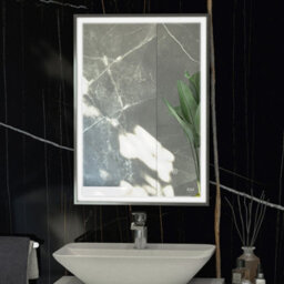 RAK Ceramics Rak Picture Square Brushed Nickel Led Illuminated Bathroom Mirror 600X800mm With Touch Sensor & Ip44 Rating