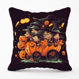 Warren Reed Designer A Magical Pumpkin Carriage Cushions 60Cm X 60Cm - thumbnail 1
