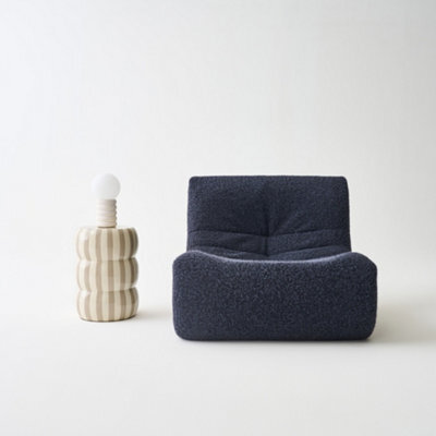 Sweeek - Side Table End Table Bedside Table Enamelled Steel With Stripes Diam.33X H 46Cm Beige 33X33X46 Cm - Loli - image 1