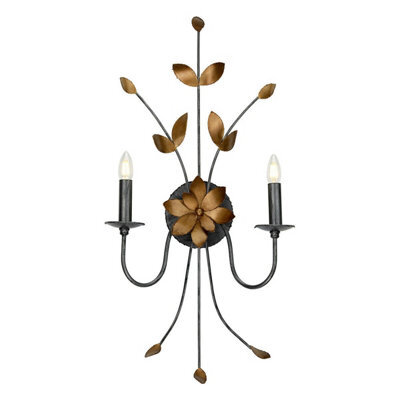 Elegant Twin Wall Light Sconce In Gun Metal And Gold With E14 Led Bulb