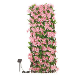 Faux Cherry Blossom Trellis With 50 Led Solar Lights - Realistic Artificial Flower Garden Wall Or Fence Decoration - H180 X W60Cm - thumbnail 1
