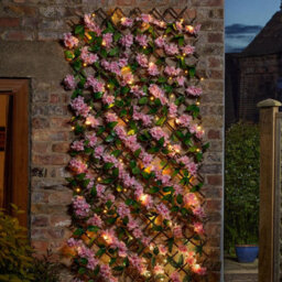 Faux Cherry Blossom Trellis With 50 Led Solar Lights - Realistic Artificial Flower Garden Wall Or Fence Decoration - H180 X W60Cm - thumbnail 2
