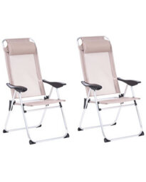 Wyld And Coco Summit Beige Folding Garden Chairs Set Of 2 With Adjustable Backrest - thumbnail 3
