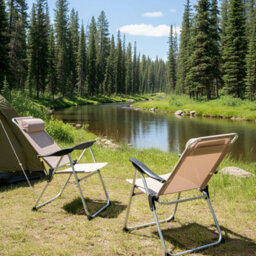 Wyld And Coco Summit Beige Folding Garden Chairs Set Of 2 With Adjustable Backrest - thumbnail 2