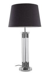 Orsina Contemporary Table Lamp With Tubular Acrylic Base, Nickel Finish Lighting For Living Room, Fabric Shade Lamp - thumbnail 3