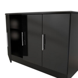 Harrow 3 Door Sideboard In Black Gloss (Ready Assembled) - thumbnail 5