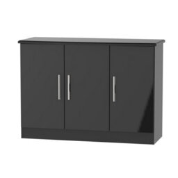 Harrow 3 Door Sideboard In Black Gloss (Ready Assembled) - thumbnail 7