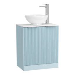 Royal Bathrooms Evora 700mm Powder Blue Fluted Floor Standing Vanity Unit 2 Door With Countertop Basin - Breeze - thumbnail 4
