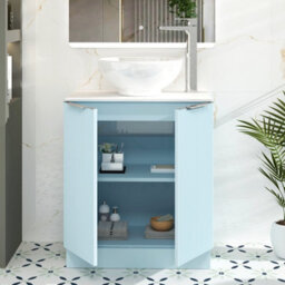 Royal Bathrooms Evora 700mm Powder Blue Fluted Floor Standing Vanity Unit 2 Door With Countertop Basin - Breeze - thumbnail 3