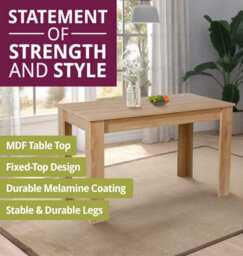 Hallowood Furniture Newquay Oak Fixed Top Table 120Cm With 6 Taupe Leather Effect Chairs - thumbnail 4