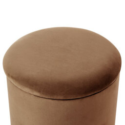 Wyld And Coco Storage Pouffe In Dark Brown Velvet With Pine Wood Base, W37 X D37 X H40Cm - thumbnail 5