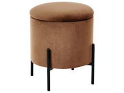 Wyld And Coco Storage Pouffe In Dark Brown Velvet With Pine Wood Base, W37 X D37 X H40Cm - thumbnail 2