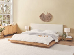 Beliani Bed Faux Leather Zen 180 X 200 Cm (Eu Super King) Natural Ash Wood - thumbnail 2