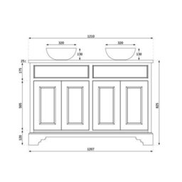 Homestylestore 1210mm Black Grey And Oak Bathroom Vanity Unit With Round Countertop Basins And Bronze Round Handles - thumbnail 3