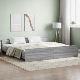 Berkfield Bed Frame With Headboard And Footboard Grey Sonoma 180X200 Cm - thumbnail 1