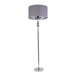 Valuelights Marissa Chrome Stacked Ball Floor Lamp With Grey/chrome Shade - thumbnail 2