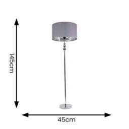 Valuelights Marissa Chrome Stacked Ball Floor Lamp With Grey/chrome Shade - thumbnail 7