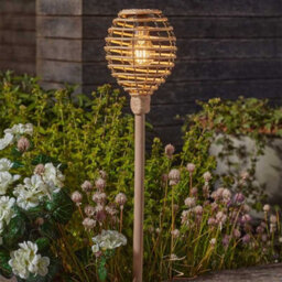 2X Smart Garden Lumina Rattan Post Stake Bollard Ground Path Solar Light Natural - thumbnail 1