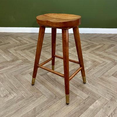 Elm Home And Garden Solid Wooden Kitchen Breakfast Bar Stool 68Cm Dark Oak Finish Fully Assembled Pub Café - image 1
