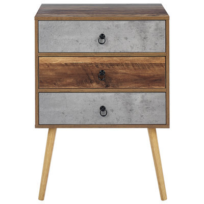 Wyld And Coco Lumahome Sideboard Dark Brown And Grey, Particle Board With Pine Accents, 3 Drawers, W60 X D39 X H82Cm - image 1