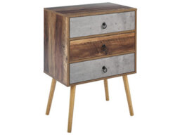 Wyld And Coco Lumahome Sideboard Dark Brown And Grey, Particle Board With Pine Accents, 3 Drawers, W60 X D39 X H82Cm - thumbnail 3