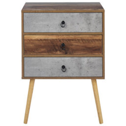 Wyld And Coco Lumahome Sideboard Dark Brown And Grey, Particle Board With Pine Accents, 3 Drawers, W60 X D39 X H82Cm - thumbnail 1